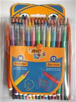 Set creioane colorate + carioci BIC